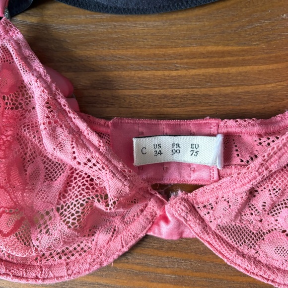 Fleur du Mal Black and Pink Lace Bras - Picture 2 of 2